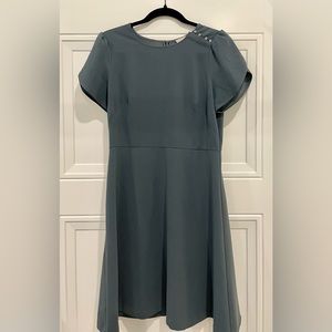 Ann Taylor Loft dress with tulip sleeves gold button detail size 6